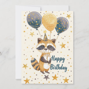 Cute Raccoon Happy birthday  Holiday Card