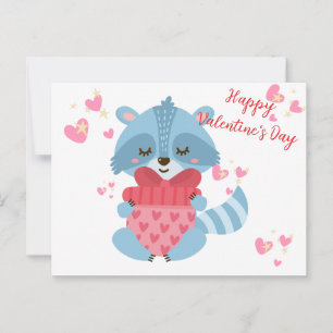 Cute Raccoon Happy Valentine's Day! Holiday Card