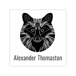 Cute Raccoon Head Name Self-inking Stamp