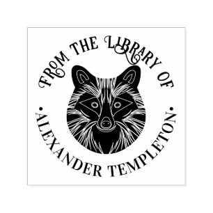Cute Raccoon Head Round Library Book Name Self-inking Stamp