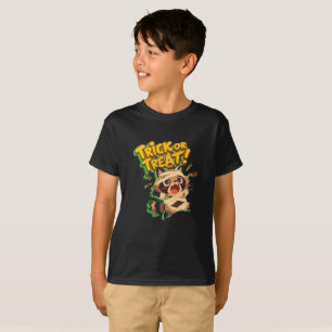 Cute raccoon in mummy costume with Trick or Treat T-Shirt