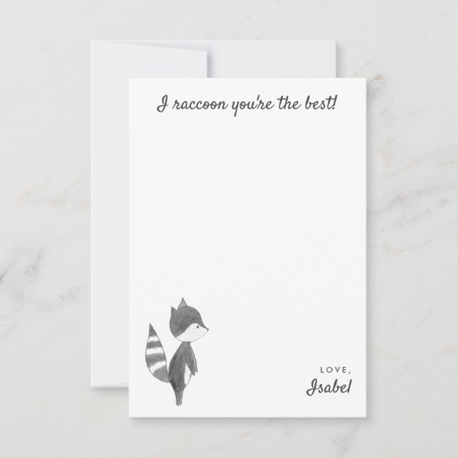 Cute Raccoon Kids Personalized Thank You Card (Front)
