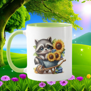 Cute raccoon lovers add monogram mug