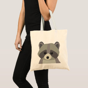 Cute raccoon modern neutral colours tote bag