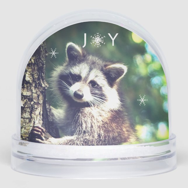 Cute Raccoon on the Jungle Snow Globe  (Front)