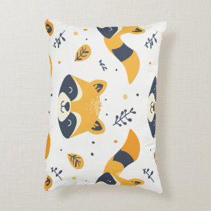 Cute Raccoon Pattern Autumn Woodland Lumbar Pillow
