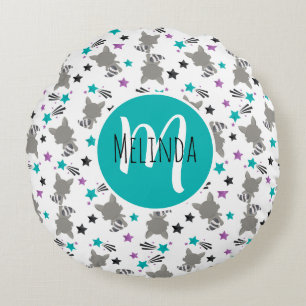 Cute Raccoon Pattern Round Pillow