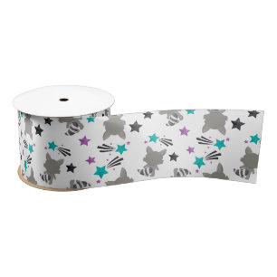 Cute Raccoon Pattern Satin Ribbon