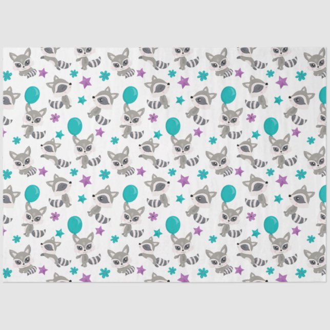 Cute Raccoon Pattern Tissue Paper (Front)
