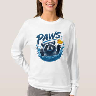 Cute Raccoon Paws Water Splash Rubber Duck Art T-Shirt