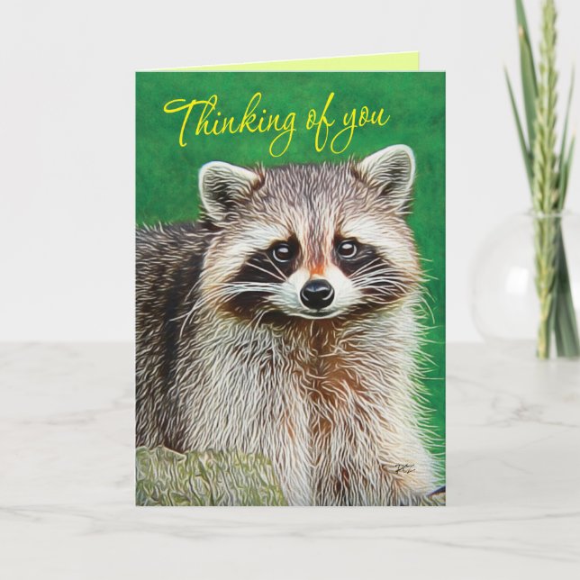 Cute Raccoon Penser à votre carte (Devant)