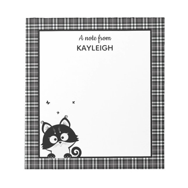 Cute Raccoon Plaid Notepad (Front)