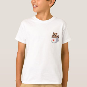 Cute Raccoon Relaxing in Heart Teacup Kids T-Shirt