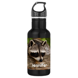Cute Raccoon Resting on a Log 532 Ml Water Bottle