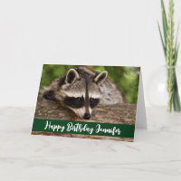 Cute Raccoon Resting on a Log Birthday