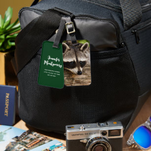 Cute Raccoon Resting on a Log Luggage Tag