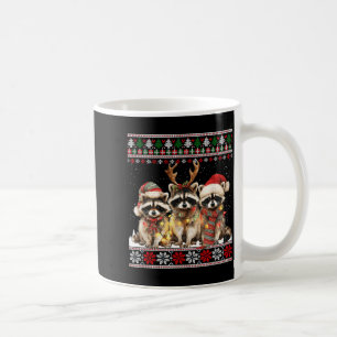 Cute Raccoon Santa Christmas Lights Ugly Xmas Swea Coffee Mug