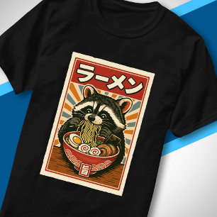Cute Raccoon Slurping Ramen Vintage Japanese Food T-Shirt