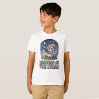 Cute Raccoon Stargazer Cartoon Design
