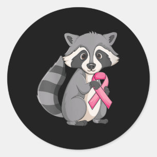 Cute Raccoon Support Survivor Of Breast Cancer Awa Classic Round Sticker