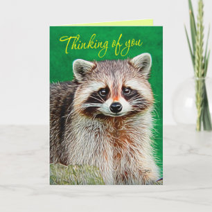 Cute Raccoon Thinking of You Card