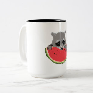 Cute Raccoon Two-Tone Coffee Mug