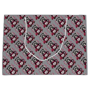 Cute Raccoon Valentine Buffalo Plaid Aesthetic Large Gift Bag