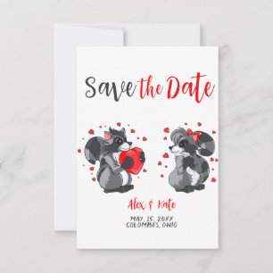 Cute Raccoon Wedding Save the Date Announcement