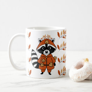 Cute raccoon with autumn leaves coffee mug