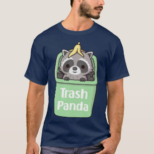 Cute Raccoon With Banana Peel Inside Garbage Bin T-Shirt