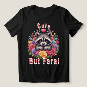 Cute Raccoon with Colourful Flowers and Hearts Tri-Blend Shirt