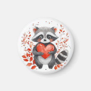 cute raccoon with heart for valentine's day magnet