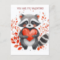 cute raccoon with heart for valentine's day 