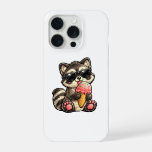Cute Raccoon With Ice Cream And Sunglasses iPhone 15 Pro Case