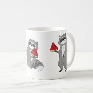 Cute raccoon with watermelon coffee mug
