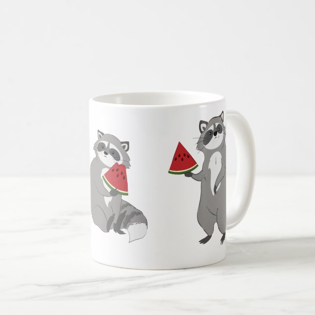 Cute raccoon with watermelon coffee mug (Front Right)