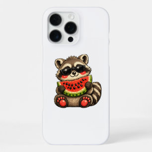 Cute Raccoon with Watermelon iPhone 16 Pro Max Case