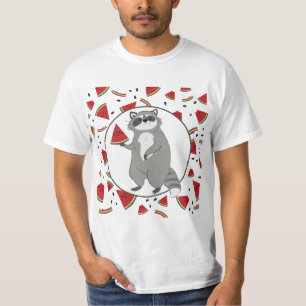 Cute Raccoon with Watermelon Pieces  T-Shirt