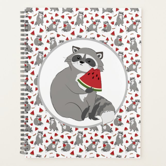 Cute raccoon with watermelon planner (Front)