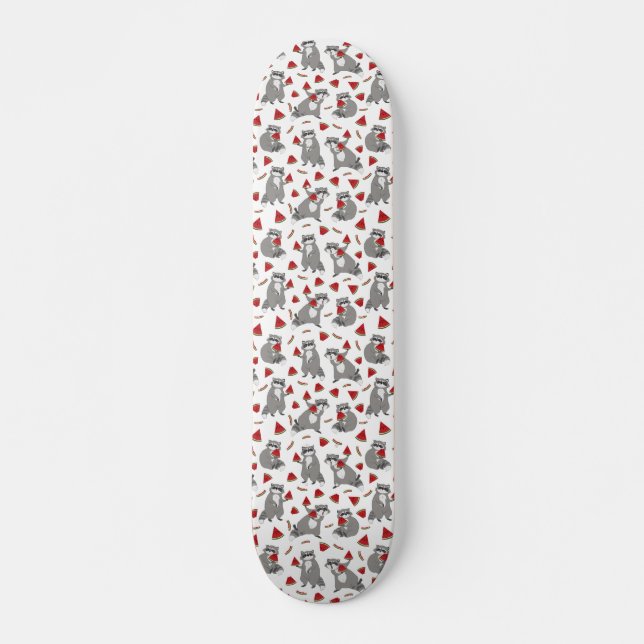 Cute raccoon with watermelon skateboard (Front)