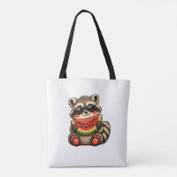 Cute Raccoon with Watermelon