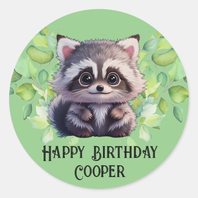 Cute raccoon woodland animals forest friends  classic round sticker (Front)