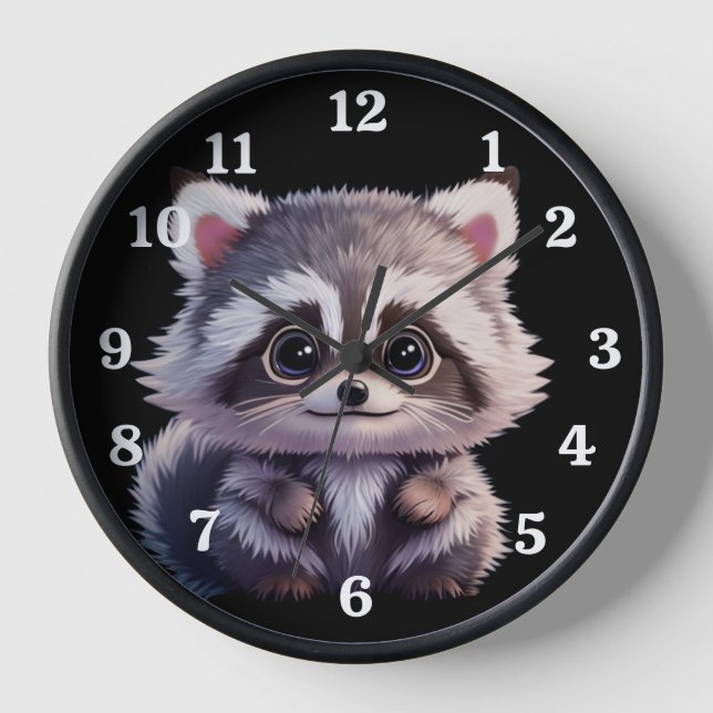 Cute raccoon woodland animals forest friends  clock (Front)