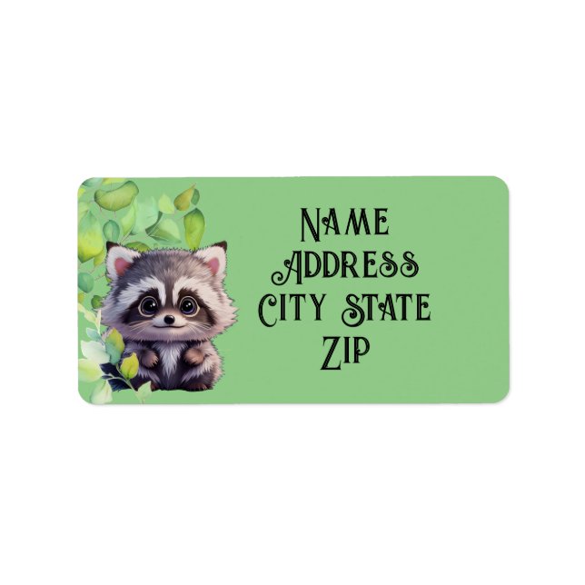 Cute raccoon woodland animals forest friends  label (Front)