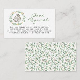 Cute Raccoon Wreath Baby Shower Book Request Enclosure Card
