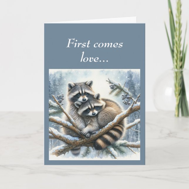 Cute Raccoons Anniversary to Couple Card (Front)