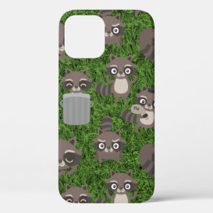 cute raccoons garbage trash cans iPhone 12 case