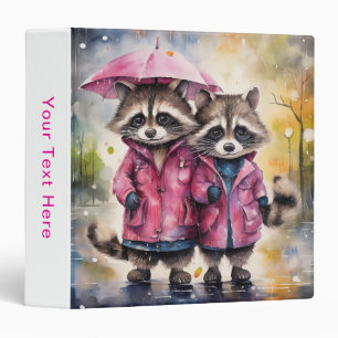 Cute Raccoons in the Rain Binder