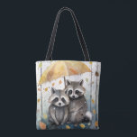 Cute Raccoons in the Rain  Tote Bag<br><div class="desc">Cute Raccoons in the Rain holding an umbrella</div>