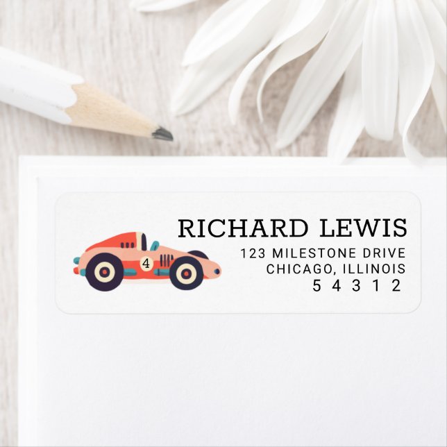 Cute Race Car Kids Birthday Address (Insitu)